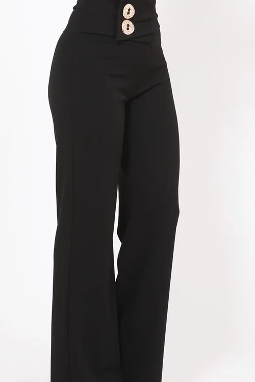 Oversized button front detail pants - Fashely Boutique